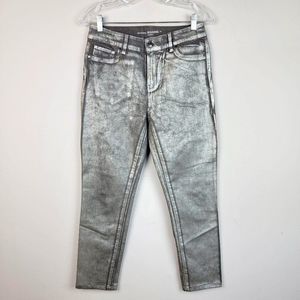 Chico's By Platinum Metallic Gold Jegging Jeans 28